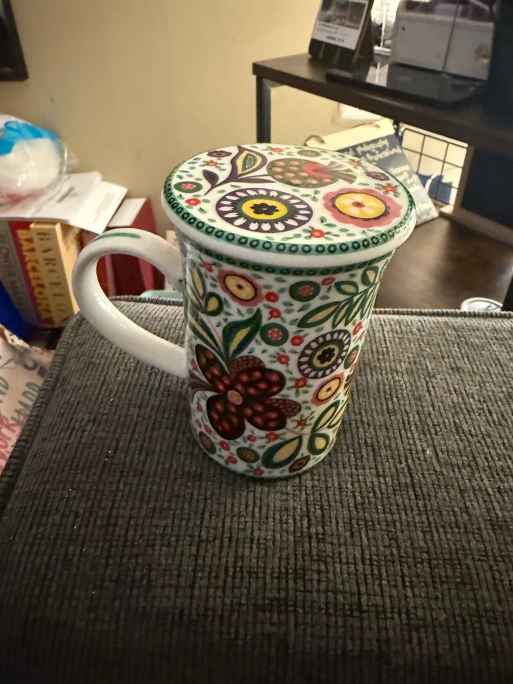 Vera Bradley Ceramic Mug - White with Blue Logo